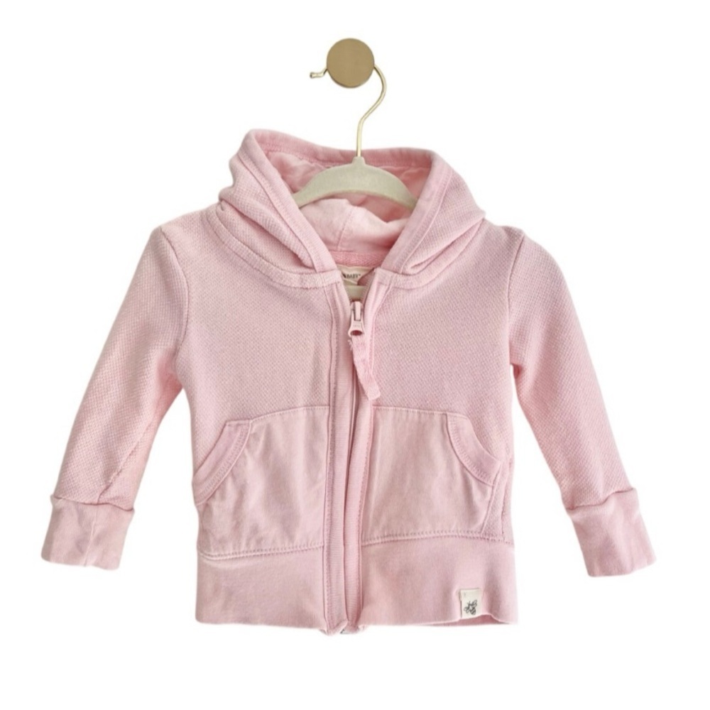 Burt's Bees Baby Girls Pink Zip Up Hoodie 100% Organic Cotton Size 3-6 Months